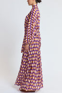 Patterned Oversized shirt and long skirt set with elastic detailing 12401
