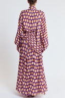Patterned Oversized shirt and long skirt set with elastic detailing 12401