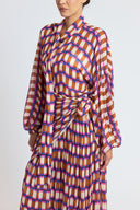 Patterned Oversized shirt and long skirt set with elastic detailing 12401