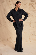 Black Skirt with an elastic waistband and shirt set 12406