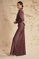 Brown Skirt with an elastic waistband and shirt set 12406
