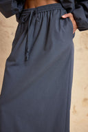 Gray High-neck, loose-fit bomber jacket and skirt set 12413