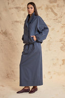 Gray High-neck, loose-fit bomber jacket and skirt set 12413