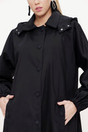 Black Hooded wide cut trenchcoat 20399