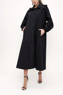 Black Hooded wide cut trenchcoat 20399