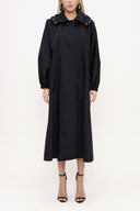 Black Hooded wide cut trenchcoat 20399