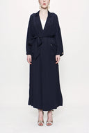 Navy Blue Side Button Shabby Chic Trenchcoat 20400