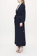 Navy Blue Side Button Shabby Chic Trenchcoat 20400