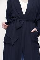 Navy Blue Side Button Shabby Chic Trenchcoat 20400