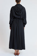 Black Wide-cut Trench Coat with zipper and snap fastener 20401