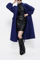Navy Blue Balloon sleeve oversize unlined coat 20402