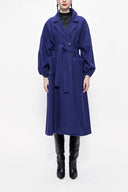 Navy Blue Balloon sleeve oversize unlined coat 20402