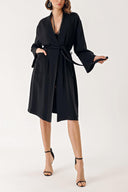 Black Velvet loose fit belted kimono jacket 20405
