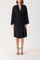 Black Velvet loose fit belted kimono jacket 20405
