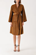 Camel Hair Velvet loose fit belted kimono jacket 20405