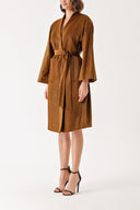 Camel Hair Velvet loose fit belted kimono jacket 20405
