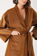 Camel Hair Velvet loose fit belted kimono jacket 20405