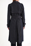 Black Double-breasted closure, belted trench coat 20407