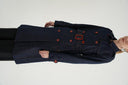 Navy Blue Double-breasted closure, belted trench coat 20407