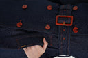 Navy Blue Double-breasted closure, belted trench coat 20407