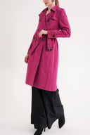 Fuchsia Double-breasted closure, belted trench coat 20407