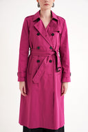 Fuchsia Double-breasted closure, belted trench coat 20407