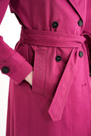 Fuchsia Double-breasted closure, belted trench coat 20407