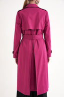 Fuchsia Double-breasted closure, belted trench coat 20407