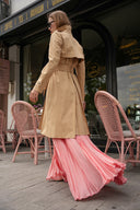 Beige Double-breasted closure, belted trench coat 20407