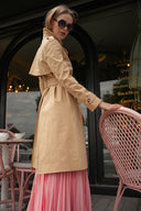 Beige Double-breasted closure, belted trench coat 20407