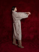 Beige Loose-cut trench coat with cape detail 20409