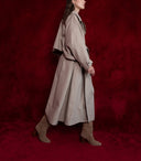 Beige Loose-cut trench coat with cape detail 20409