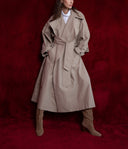 Mink Loose-cut trench coat with cape detail 20409