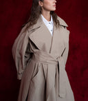 Mink Loose-cut trench coat with cape detail 20409