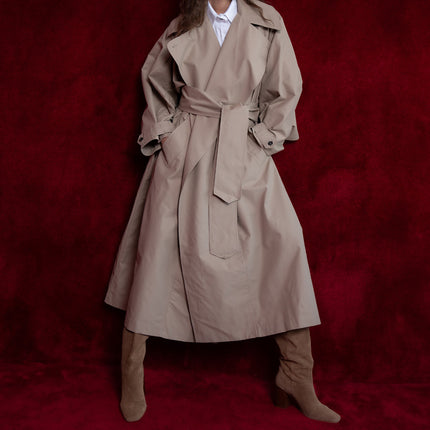 Mink Loose-cut trench coat with cape detail 20409