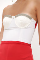 Red Ecru Strapless silk jumpsuit 10014