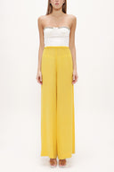 Yellow Ecru Strapless silk jumpsuit 10014