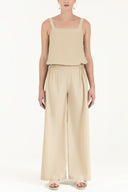 Beige Elastic waist Strappy Jumpsuit 10050