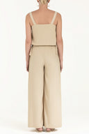 Beige Elastic waist Strappy Jumpsuit 10050