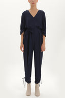 Navy Blue Pleated and zipped jumpsuit 10080