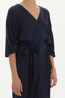 Navy Blue Pleated and zipped jumpsuit 10080