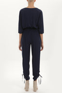 Navy Blue Pleated and zipped jumpsuit 10080