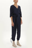 Navy Blue Pleated and zipped jumpsuit 10080