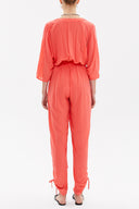 Red Pleated and zipped jumpsuit 10080