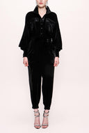 Black Buttoned And Contrast Tie Jumpsuit 10091