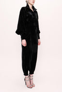 Black Buttoned And Contrast Tie Jumpsuit 10091