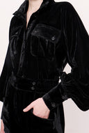 Black Buttoned And Contrast Tie Jumpsuit 10091