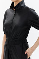Black Zipped elastic waist detail jumpsuit 10105