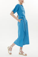 Blue Wide cut poplin jumpsuit 10106