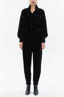 Black Button velvet jumpsuit 10107